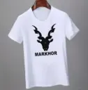 Men White Markhor Printed Cotton T-Shirt Medium to XL