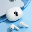 White Stereo Earbuds | LED Digital Battery Display | Bluetooth Earphones with Charging Case & Mic