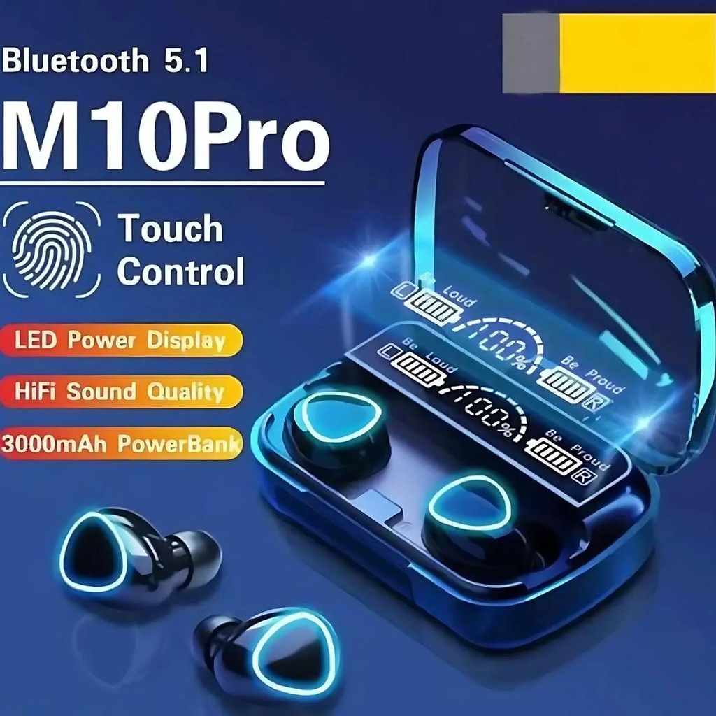 M10 Wireless Earbuds Bluetooth 5.1 Touch Control LED Power Display